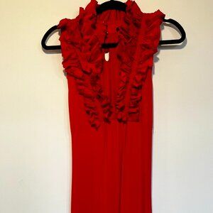 BCBGMAXAZRIA Pink Ruffle Maxi Dress XS Formal Evening Gown